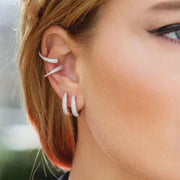 Fashion Cool 925 Sterling Silver U shape Ear Bone Clip Earrings Micro Cubic Zirconia Stones Women Luxury Brand Jewelry - fashionbests