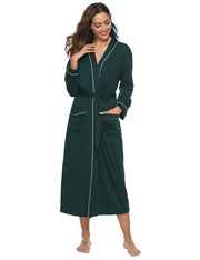 Ladies Knit Robe Pajama Contrast Trim