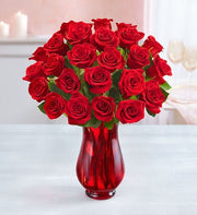 Two Dozen Red Roses with Red Vase - fashionbests