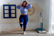 Ladies Blue Denim Solid Mid Rise Regular Fit Jeans - fashionbests