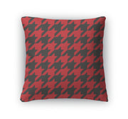 Throw Pillow, Houndstooth Red And Black Pattern Or Traditional Scottish Plaid Fabric For - fashionbests