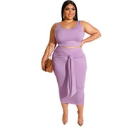 Plus Size Two Piece Sets 5xl 2 Piece Set Women Summer 2019 Black Pink Purple Sexy Women Outfits Top and Skirt Set Two Piece Sets - fashionbests