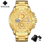 Fashion Mens Watches Top Brand Luxury Gold Full Steel Quartz Watch Men Waterproof Sport Chronograph Relogio Masculino - fashionbests