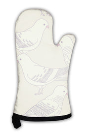 Oven Mitt, Pattern With Pigeon Birds - fashionbests