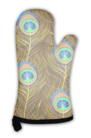 Oven Mitt, Pattern Of Peacock Feathers - fashionbests