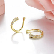 Fashion Cool 925 Sterling Silver U shape Ear Bone Clip Earrings Micro Cubic Zirconia Stones Women Luxury Brand Jewelry - fashionbests