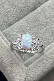 925 Sterling Silver Zircon and Opal Ring