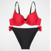 ESSV Swimsuit Red Push Up Bikini Set Plus Size Women Swimwear Sexy Padded Adjustable Strap Bordered Bikinis Summer Bathing Suit - fashionbests