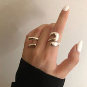 Silver Color Open Adjustable Rings for Women Fashion Creative Hollow Irregular Geometric Birthday Party Jewelry Gifts - fashionbests