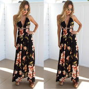 Summer dress 2020 Floral Vestidos Mujeres Sexy Maxi Dress Long Pleated Dresses Backless robe femme robe longue evenning-dress - fashionbests