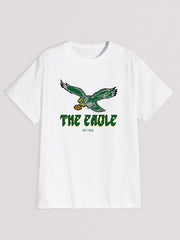 Men's Flying Eagle Graphic Print Short Sleeve Crew T-shirt