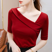 Women's Half Sleeve Sexy Show Clavicle Sloping Top