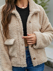 Woman'S Fall New Lapel Single Breasted Pocket Long Sleeve Fashion Loose Fur Coat