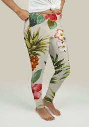 Leggings with Tropical flowers with pineapple - fashionbests