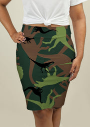 Pencil Skirt with Dinosaur Camouflage - fashionbests