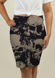 Pencil Skirt with Grunge Skulls - fashionbests