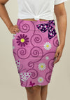 Pencil Skirt with Pink Floral Pattern - fashionbests