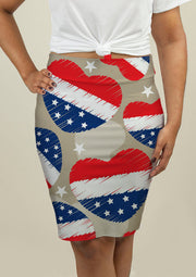 Pencil Skirt with American Independence Day Pattern - fashionbests