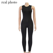 Simenual Casual Solid Bodycon Sleeveless Jumpsuits Sporty Workout Active Wear Skinny 2020 Summer Rompers Womens Jumpsuit Fashion - fashionbests